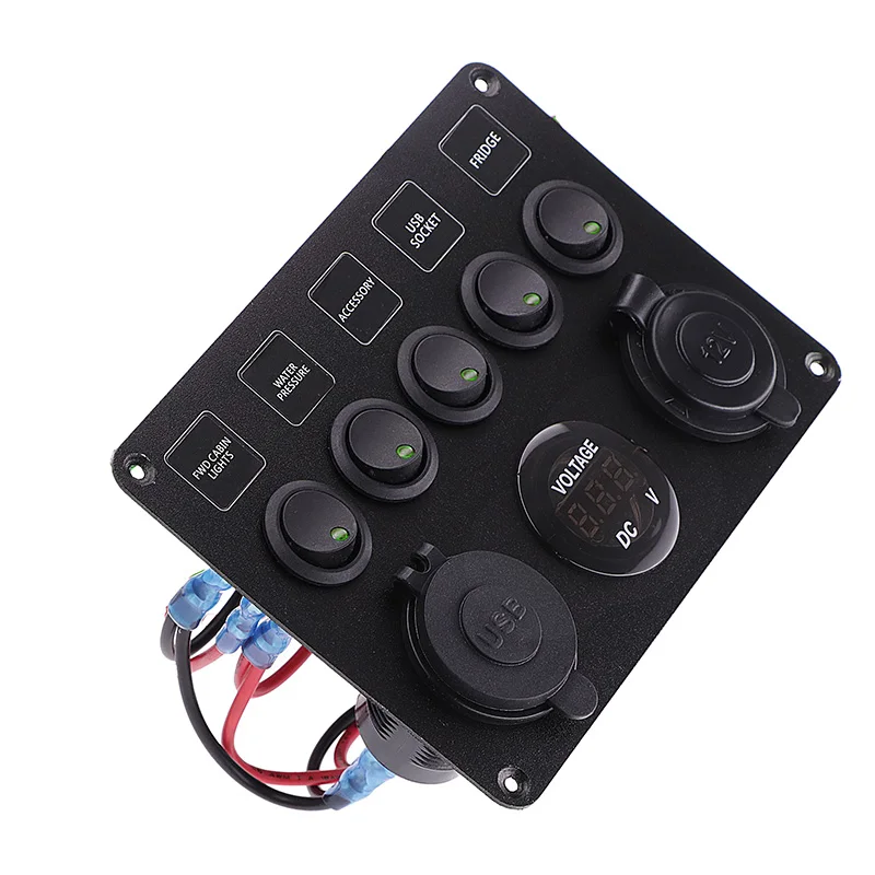 5 банды выключатель Панель Dual USB Порты и разъёмы 12V Выход Комбинации