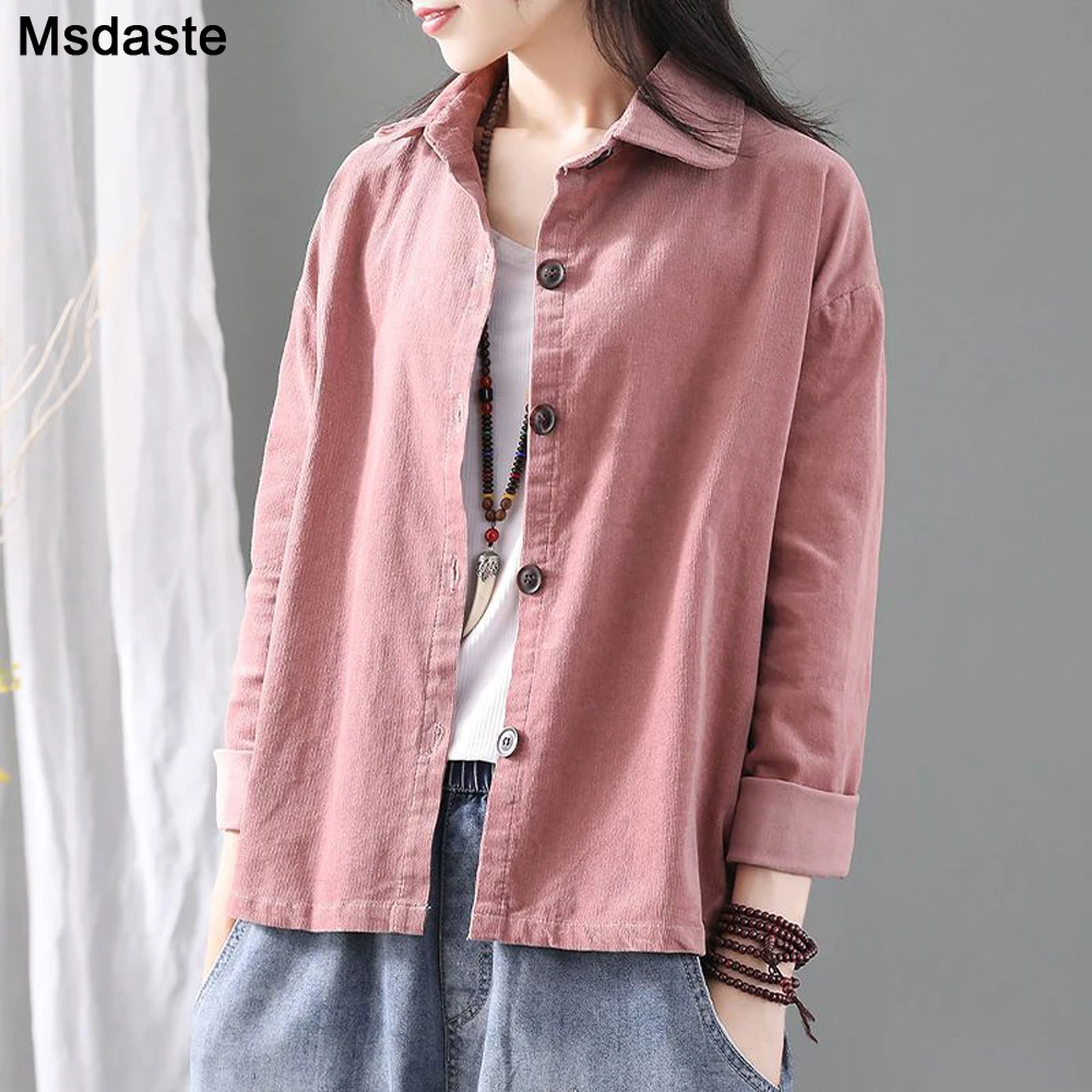 

Женская Вельветовая рубашка, осенне-Весенняя новая свободная женская рубашка, женские блузы, элегантная повседневная женская рубашка, Топ