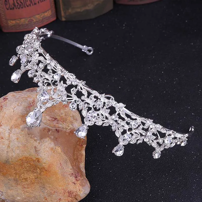 Модные Зеленые золотые синие тиары короны в форме капли с кристаллами