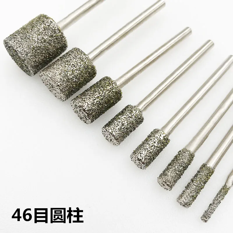 

2-12mm 46# Electroplated Rough Sand Diamond Grinding Head Ball/cylinder Stone Cutters Granite Rotary Burrs Peeling Tools