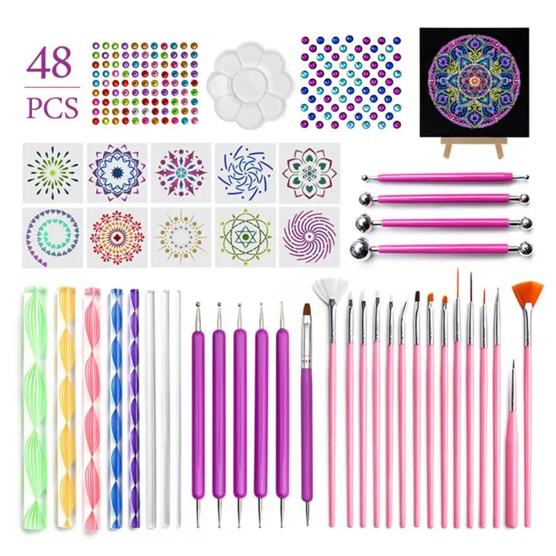 

48pcs Mandala Dotting Tools Set for Painting Rock Stones Stencil Acrylic Stick