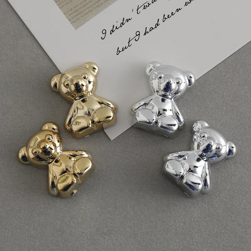 

10pcs Gold Silver Bear DIY Home Resin Accessories Phone Shell Refrigerator Paste Headdress Hairpin Handmade Decoration Material