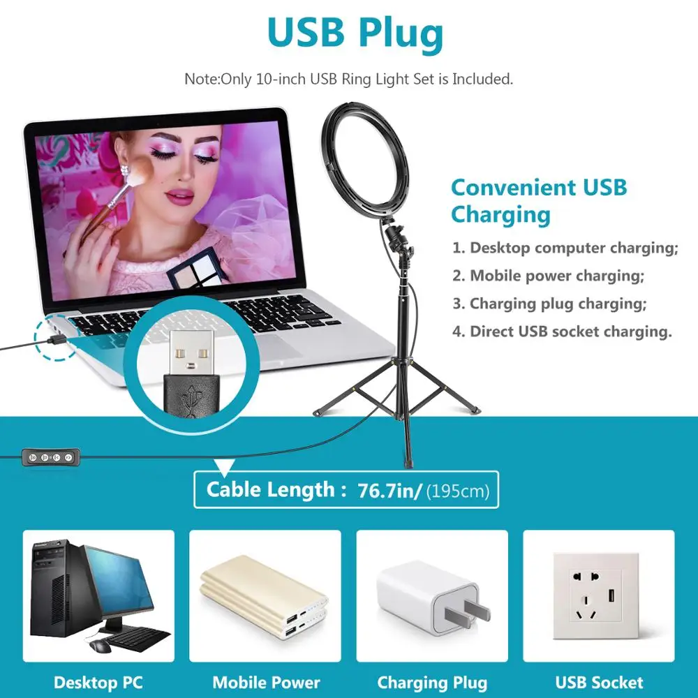 Светодиодное кольцо Neewer 25 см для селфи со штативом и держателем сотового