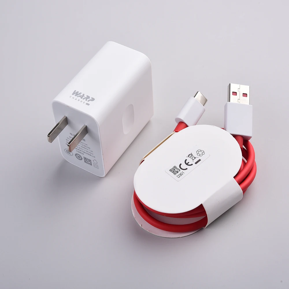 Зарядное устройство Oneplus Warp 5 В/6 А 30 Вт USB адаптер для быстрой зарядки 1 м/1 м кабель
