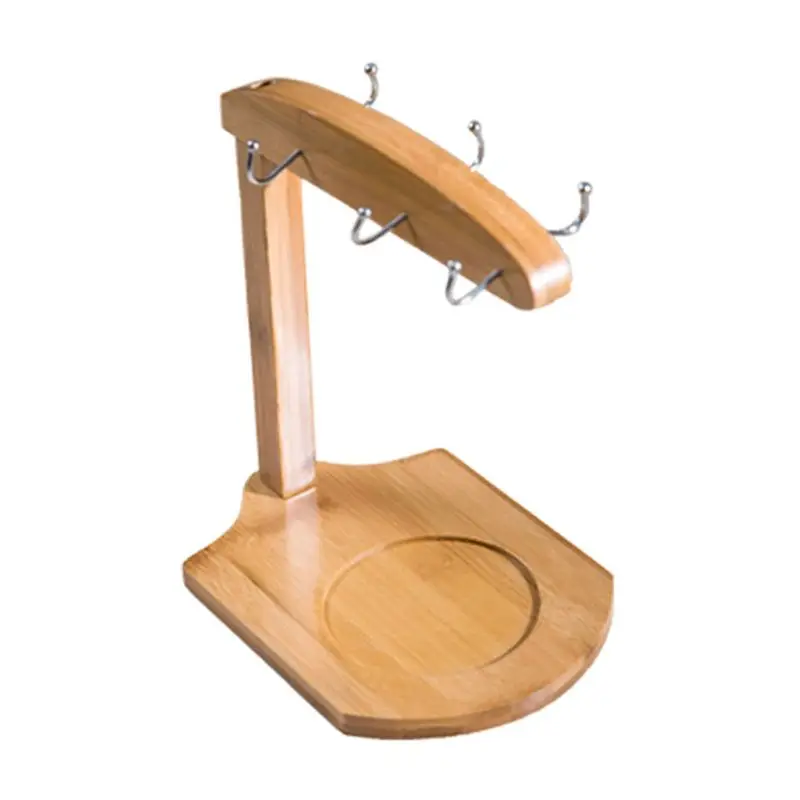 

Cup Holder Mug Rack - Bamboo Coffee Cup Rack Home Storage Creative Tea Mug and Saucer Display Organizer-Holds 6 Mugs