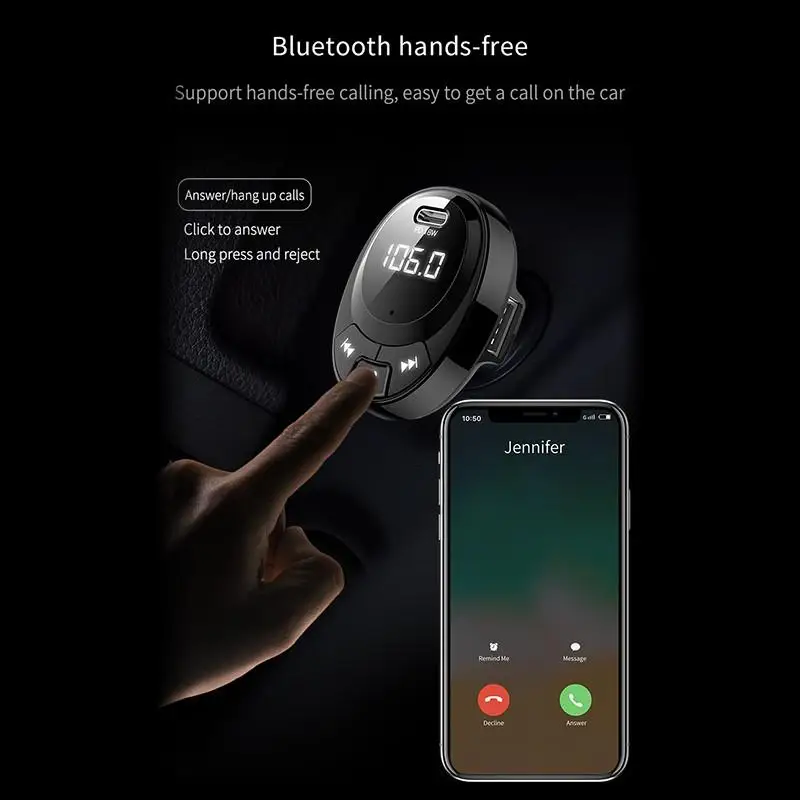 Автомобильный fm-передатчик с Bluetooth 5 0 fm-модулятор аудио mp3-плеер 3 режимами