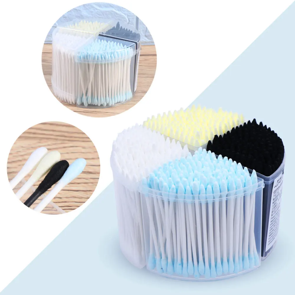 

500pcs Disposable Double Head Cotton Swab Makeup Supplies Makeup Cotton Buds Tip Ear Clean Tools (Mixed Color)