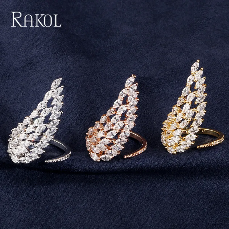 RAKOL белый цвет форма крыло Ангела полностью проложенный кубический циркон