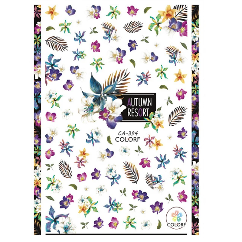 

Autumn Winter Flowers Leafs Nails Art Manicure Back Glue Decal Decorations Design Nail Sticker For Nails Tips Beauty