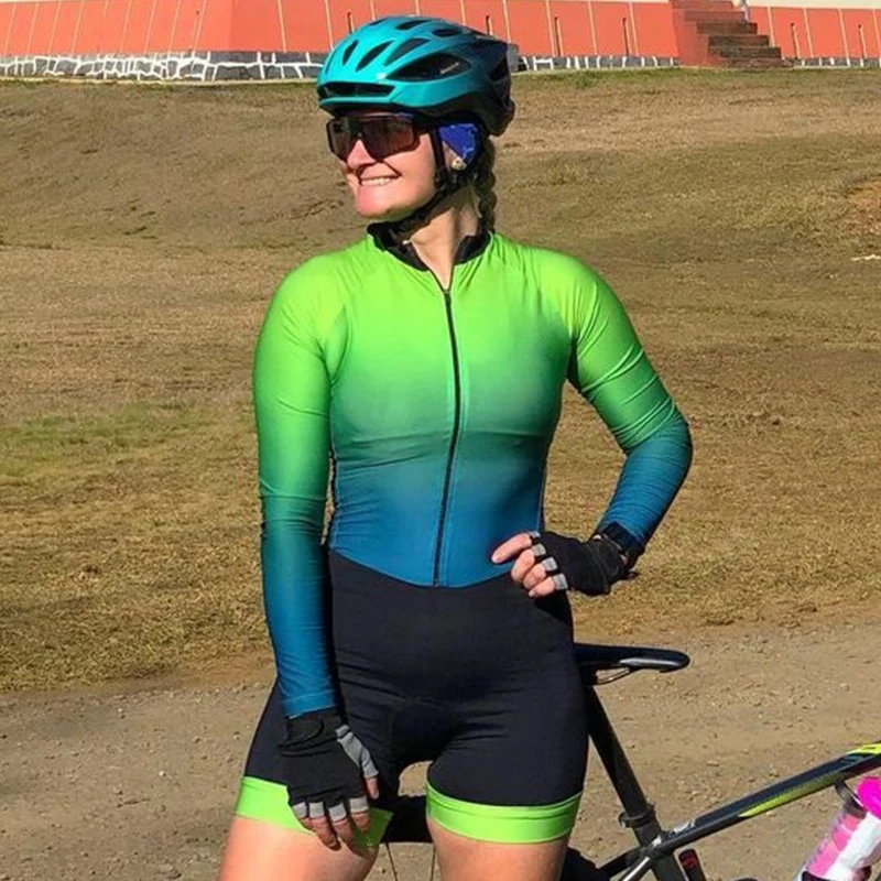 

Cycling Jumpsuit Triathlon Little Monkey Long-Sleeve Riding Jersey Set for Women MTB Sportwear Team Racing Uniform Kits Clothes