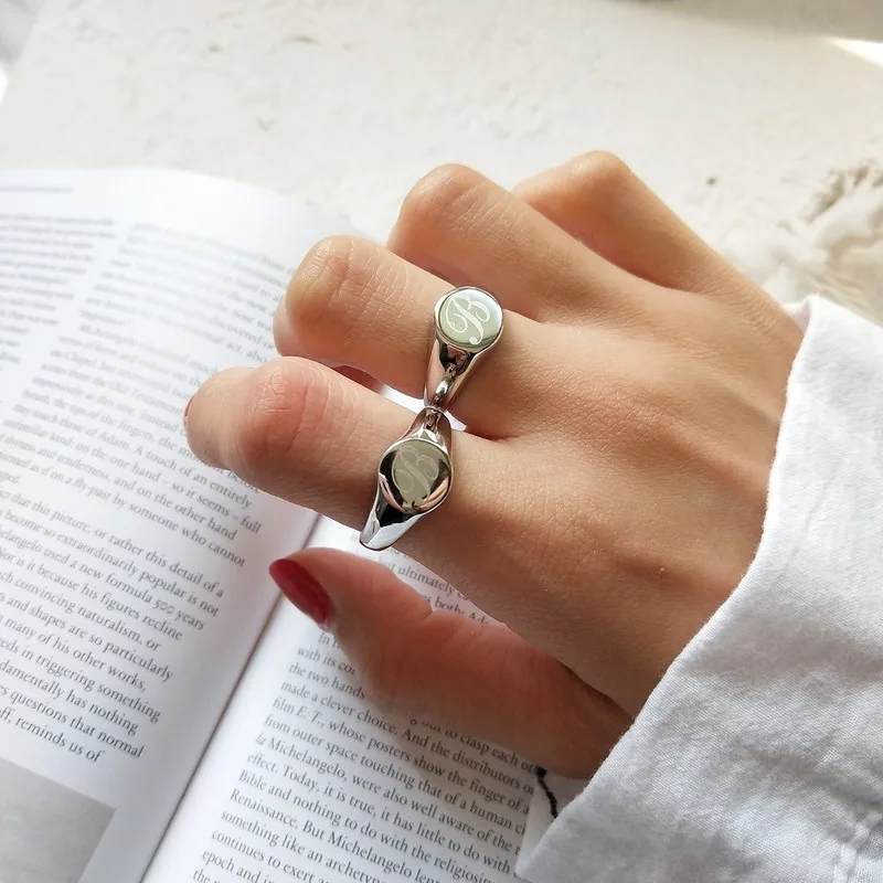 Leouerry Новое искусственное серебряное кольцо с английской буквой B простой