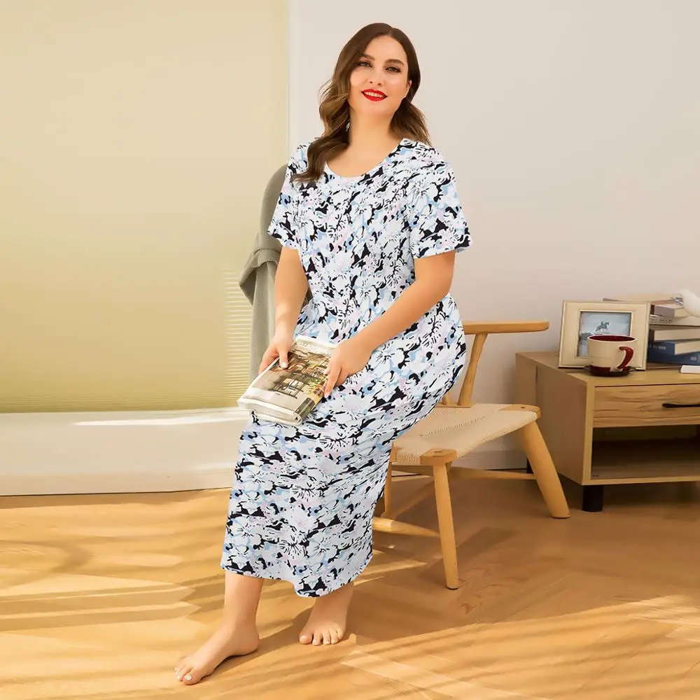 Женская длинная Пижама с цветочным принтом свободного покроя|Женские платья| |