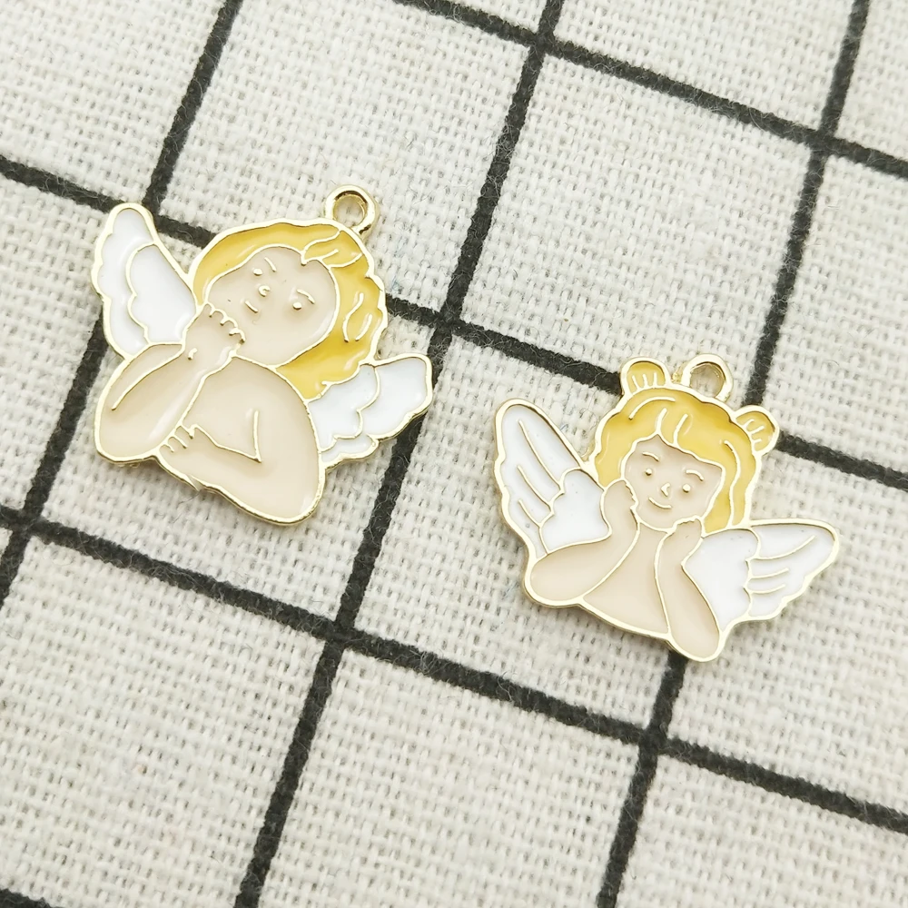 

10pcs enamel angel charm jewelry accessories earring pendant bracelet necklace charms zinc alloy diy finding