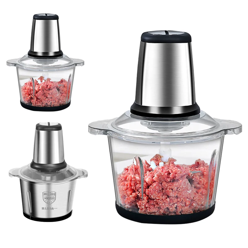 

Electric Meat Grinder Automatic Meat Cutter Stainless Steel And Glass Cup 220V 250W Kitchen Household Food Chopper Blender
