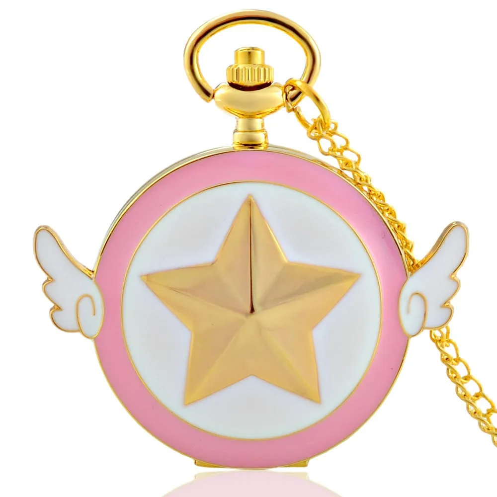 Золотые карманные часы кварцевые аналоговые с цепочкой ожерельем подарки для