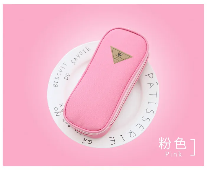 pink Корейский стиль, яркий цвет, короткий холщовый пенал, чехол многофункциональные Канцтовары, органайзер для хранения, сумка, школьные принадлежности, Escolar Papelaria - Цвет: pink