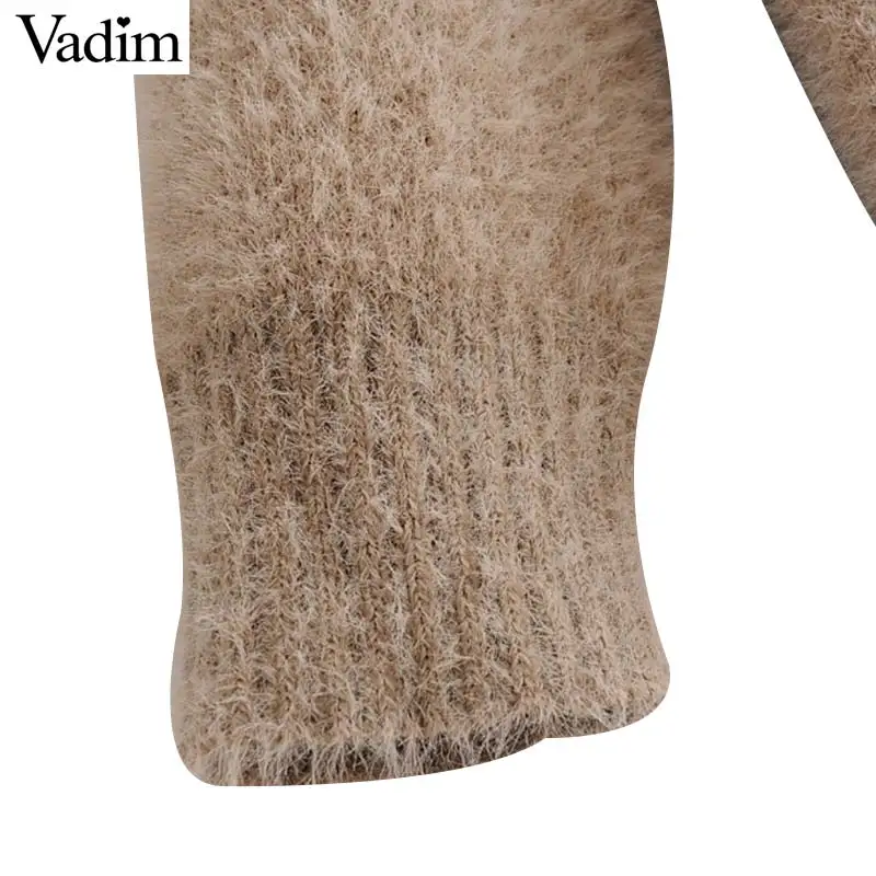 Vadim women turtleneck knitted basic sweaters winter warm cozy long sleeve stretchy pullovers female green white loose top HA183 | Женская