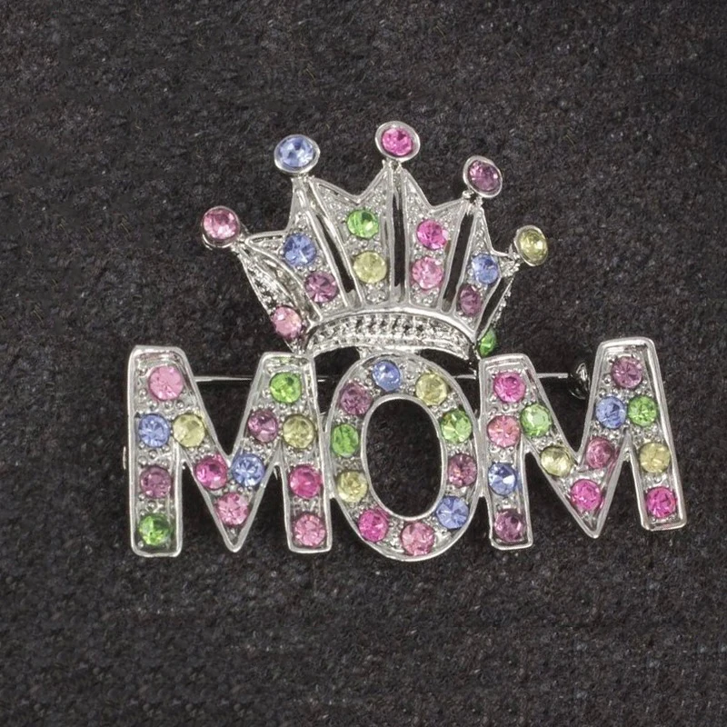Элегантная Брошь для мамы на День Матери венцом стразы серебро цвет слово мама