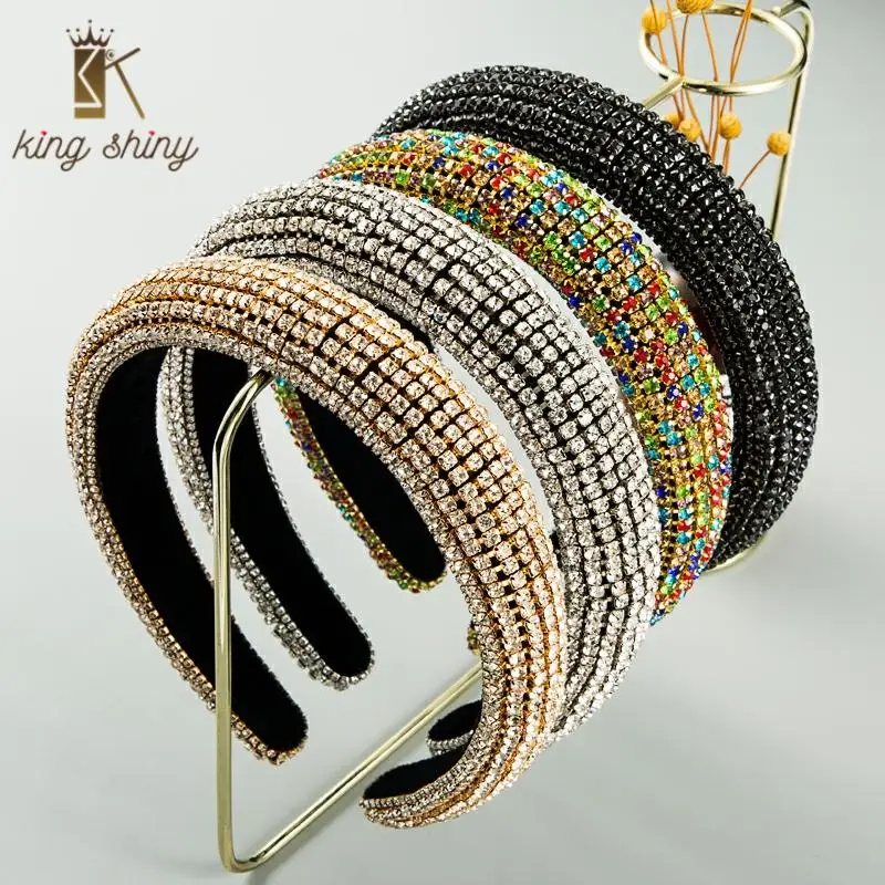 

Za Brand Luxurious Full Rhinestone Headband for Woman Elegant Hand Made Thick Sponge Hair Hoop Bridal Wedidng Party Hair Jewelry