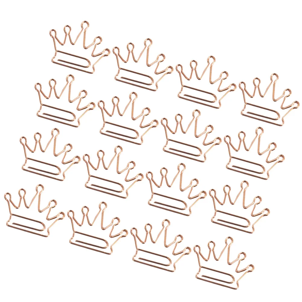 

24Pcs Lovely Crown Shaped Clips Paper Clips Creative Bookmarks Paper Needles Party Gift Office Hand Account Essentials(Rose Gold
