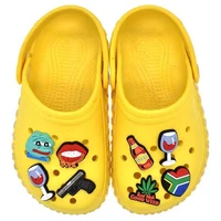 1pc pvc shoe charms accessories diy cartoon frog beer bottle heart garden shoe buckles sandals ornaments fit jibz croc kids gift
