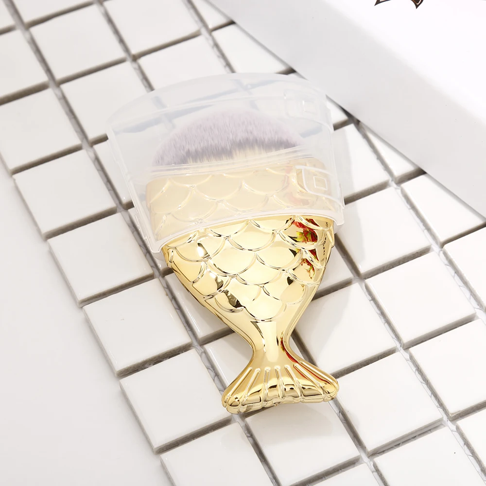 Miss Gorgeous 1pc Fish Shape Makeup Brush Cosmetic Foundation Brushes Beauty Make Up Tool Accessories Pinceaux Maquillaje Gold | Красота и