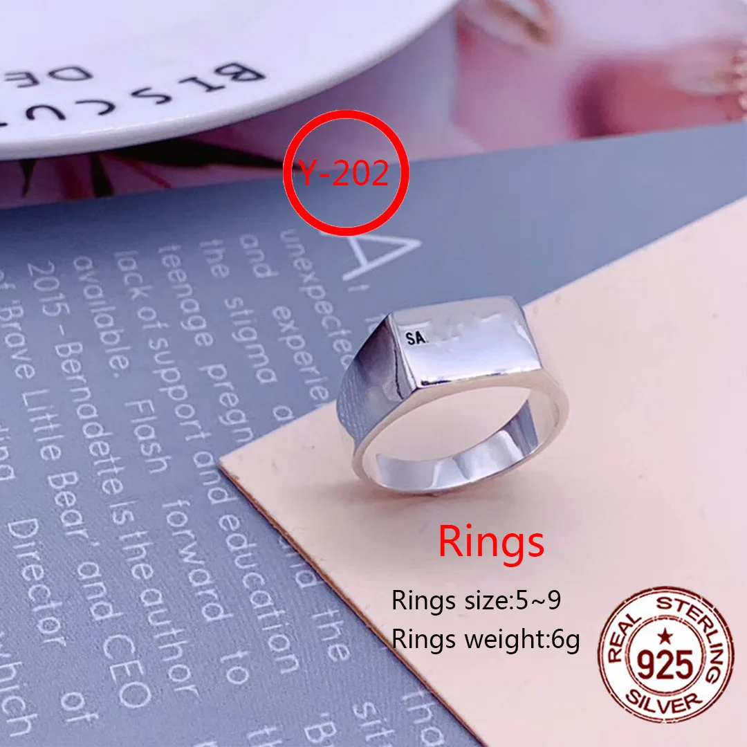 

Y202 S925 Sterling Silver New Brand Trend Couple Ring Letter Personality Fashion Simple Gift Hot Sale