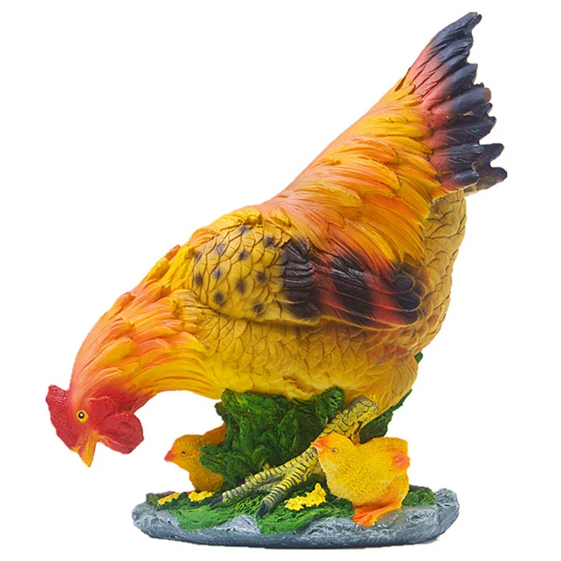 

Маленькие желтые куриные украшения для двора, сада, птицы, курица, модель из смолы