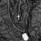 Хип-хоп Личность Крест квадратный Металл Многоуровневая длинная цепь крутые простые Подвески ожерелье для женщин мужчин ювелирные изделия подарки e girl