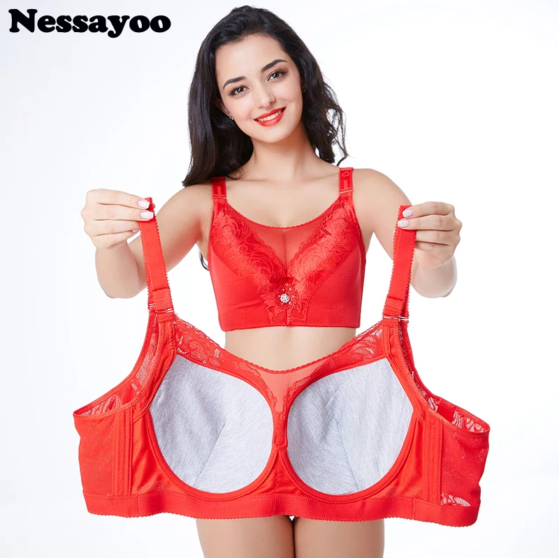 

Push Up Plus Size Bra Large Cotton Underwire Brassiere Spandex Full Cup Big Size Bras for Women D E F G Cup Bra 120 115 52G Bras
