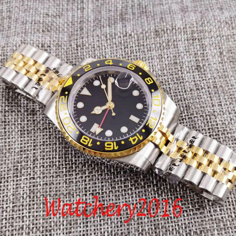 

40mm Bliger Sterile Date jubilee Ceramic Sapphire glass GMT automatic mens watch