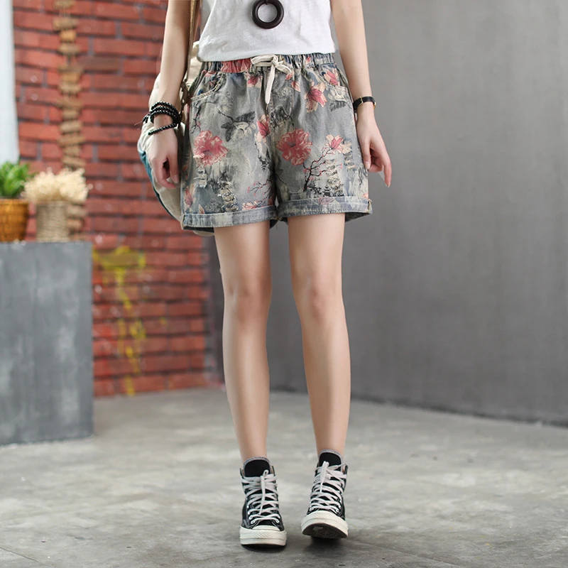 Женские джинсовые шорты Max LuLu винтажные свободные брюки из денима с цветочным