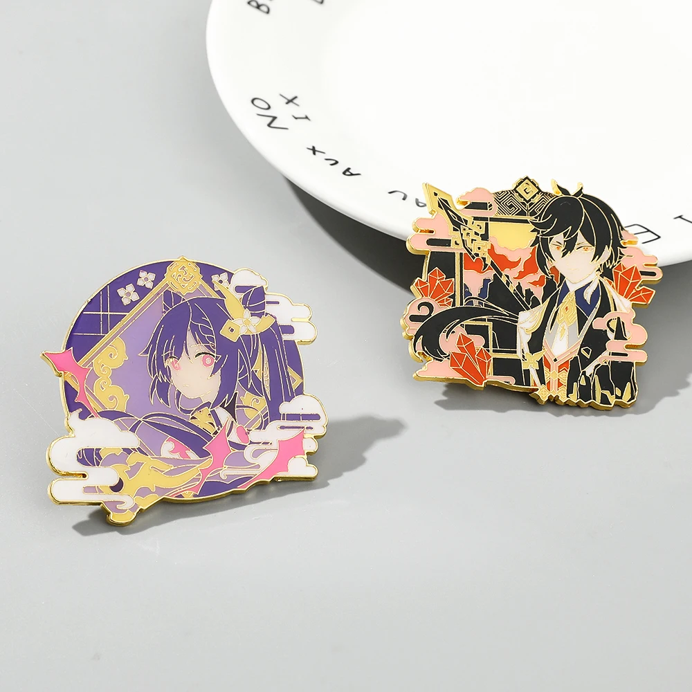Cartoon Anime Genshin Impact Xiao Barbatos Keqing Brooch Icons Cosplay Prop Denim Jeans Accessories Pin Jewelry Gift for Kids | Украшения и