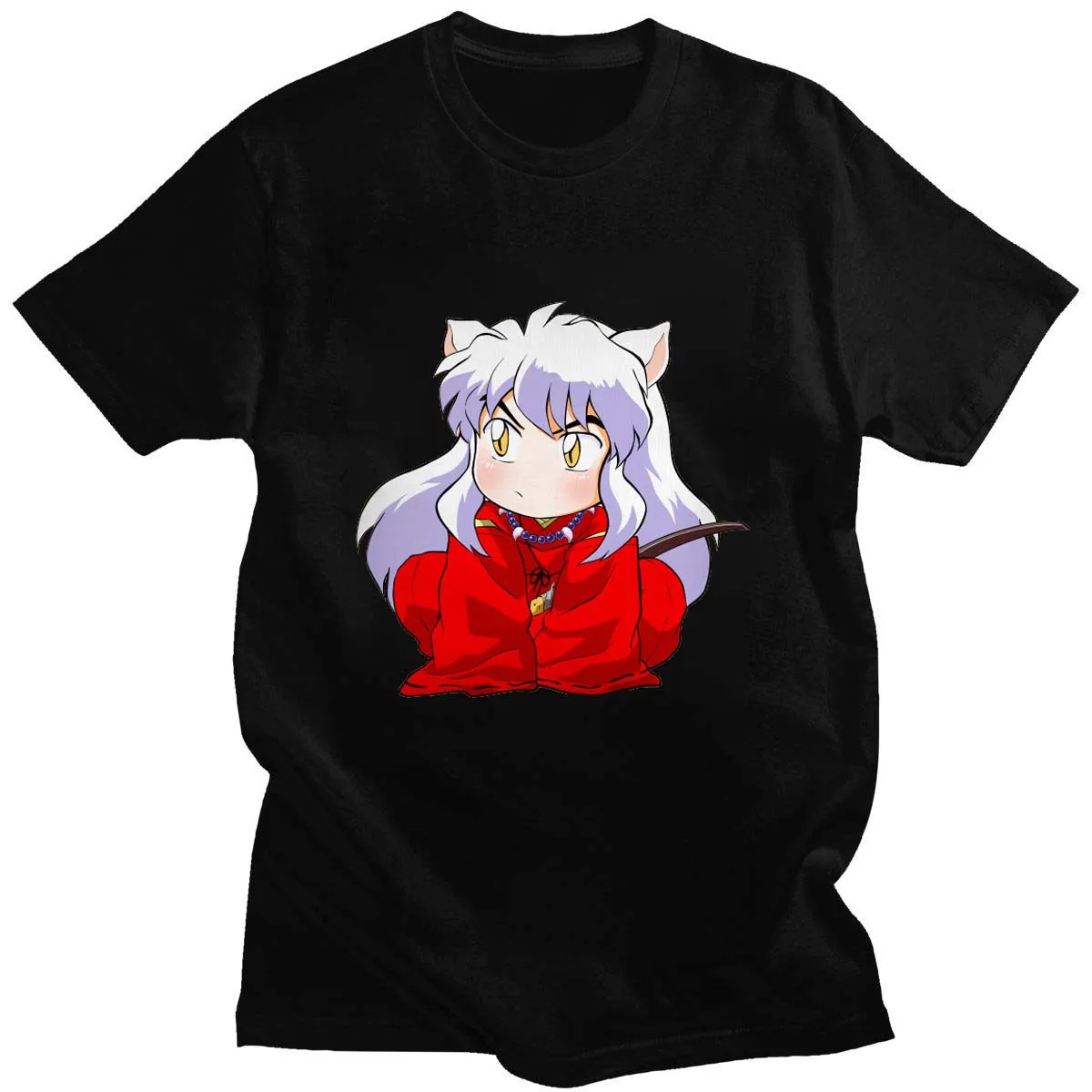 

Новинка лета 2021, футболки Inuyasha с феодальным демоном, Мужская футболка с аниме, Мультяшные футболки с коротким рукавом, топы в стиле хип-хоп д...