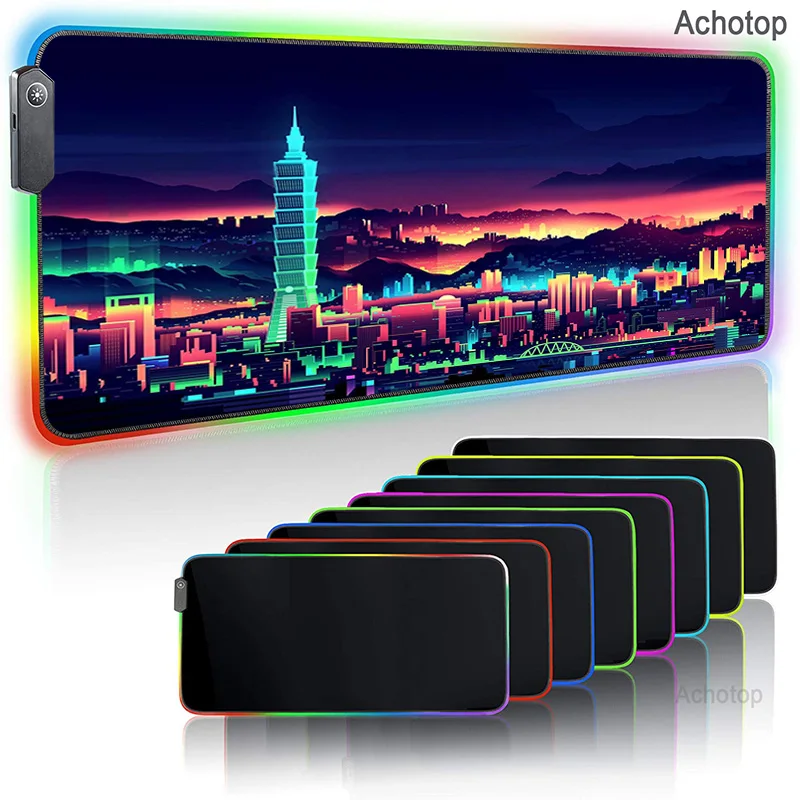 

Night City RGB Gaming Computer Pad Gamer Mouse Pad Large Gamer Desk Mat Led Gaming Mousepad Mause Mat Backlit Keyboard Mice Mat