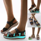Летние Нескользящие пляжные дышащие сандалии на танкетке с открытым носком, спортивная обувь, женские сандалии, размера плюс