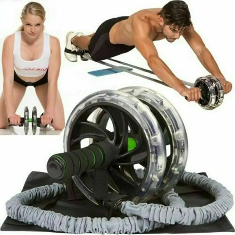 

Ab Rollers Abdominal Pull Rope 2PC Double Wheels AB Roller Pull Rope Waist Abdominal Slimming Equipment Fitness 2020