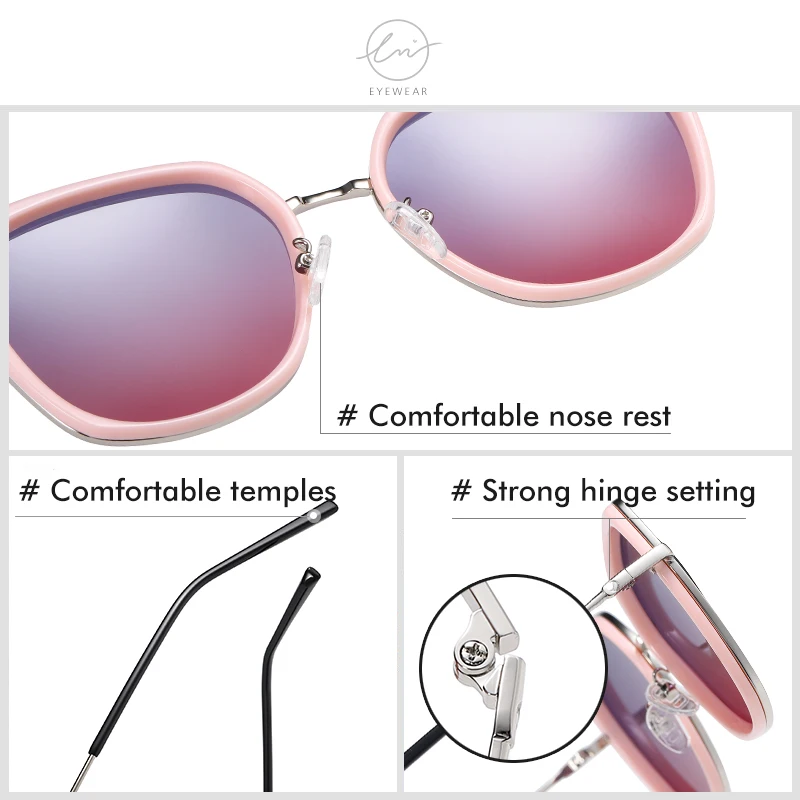 LM брендовые поляризованные солнцезащитные очки для женщин 2020 металлическая