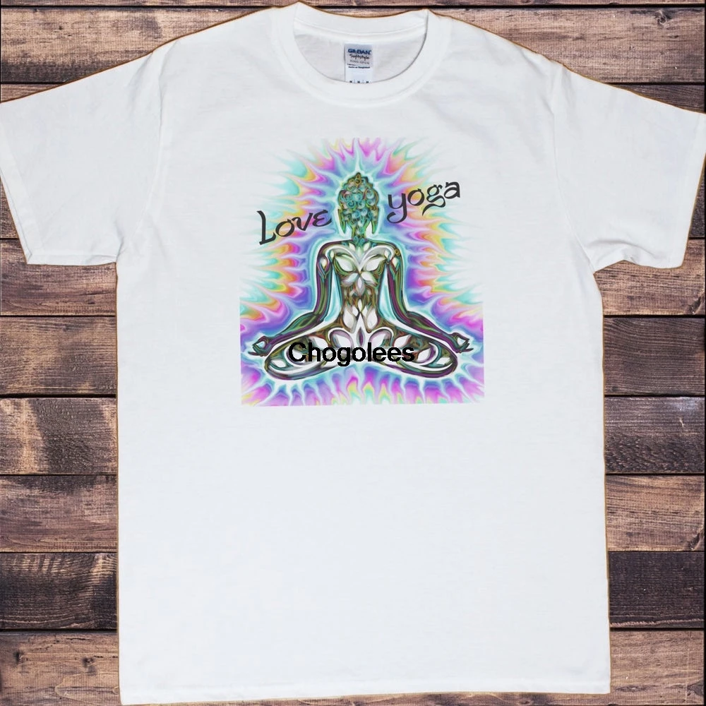 Мужская белая футболка Любовь Йога Будды духовная медитация из мультфильма