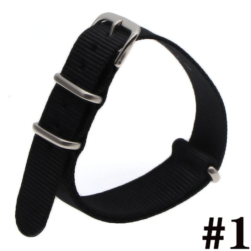 18 20 22mm Brand Army Sports Fabric Nylon Nylon Watchband Accessories Banding Belt Buckle For 007 James Bond Watch Black Belt