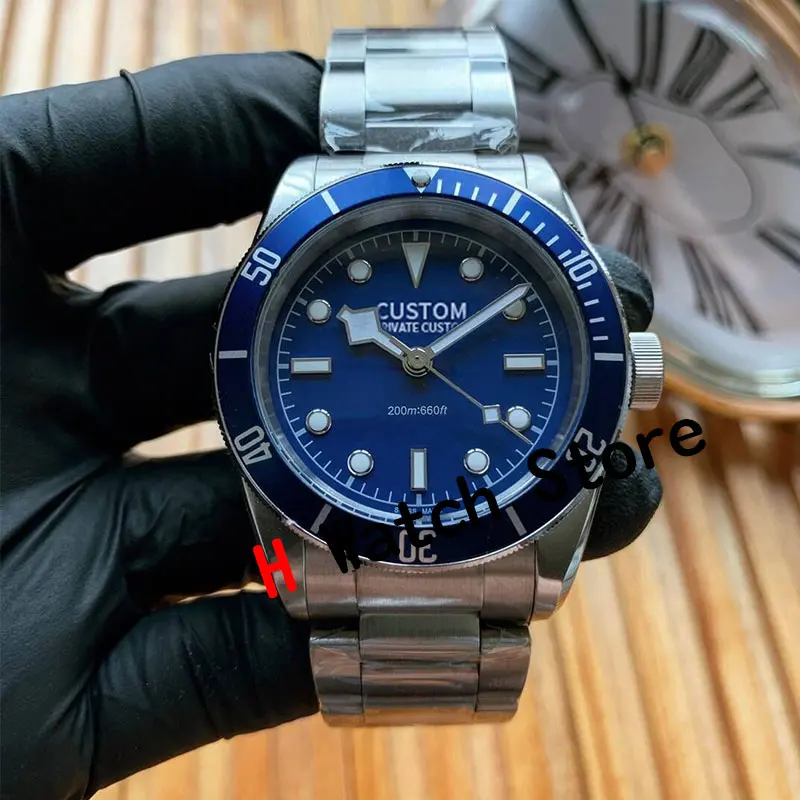 

Retro men's automatic mechanical watch luxury brand 42mm sapphire glass Japanese 8215 movement 5bar luminous blue dial watch 03