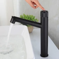 button pull basin faucet fashion black all copper multi functional cleaning water retractable shampoo hot and cold flush faucet