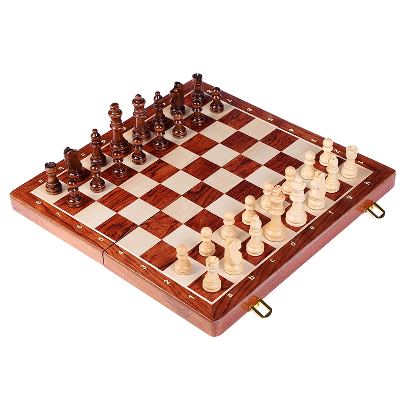High Quality Wooden Folding Large Chess Set King High 78MM Handwork Solid Wood Pieces Walnut Chessboard Children Gift Board Game