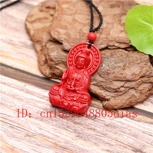 Ожерелье с подвеской Guanyin китайские натуральные красные подвески буддизм амулет