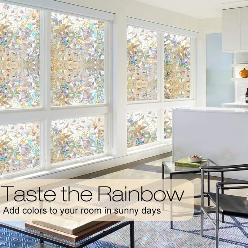Оконная пленка для конфиденциальности Rainbow Clings 3D декоративные витражные наклейки статического крепления.