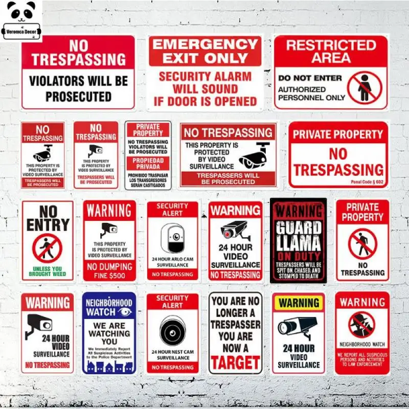 

No Trespassing Sign Warning Metal Sign Video Surveillance Sign Wall Decor Yard Sign No Entry Metal Signs