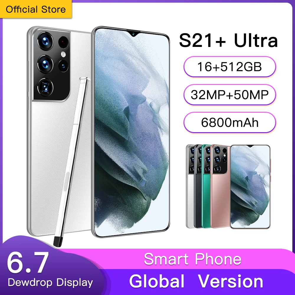 

Смартфон глобальная версия Galxy S21 + Ultra, 6,7 дюйма, полный экран, 11 ядер, телефон, 16 дюймов, 512 ГБ, 32 + 50 Мп, Andriod 11, MTK6889