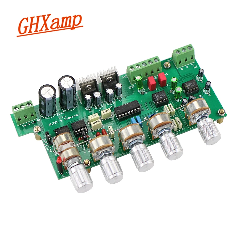 GHXAMP 2.1 Subwoofer Preamplifier NE5532 Preamp Tone Control Board 3 channel TL072 Treble Bass adjustment