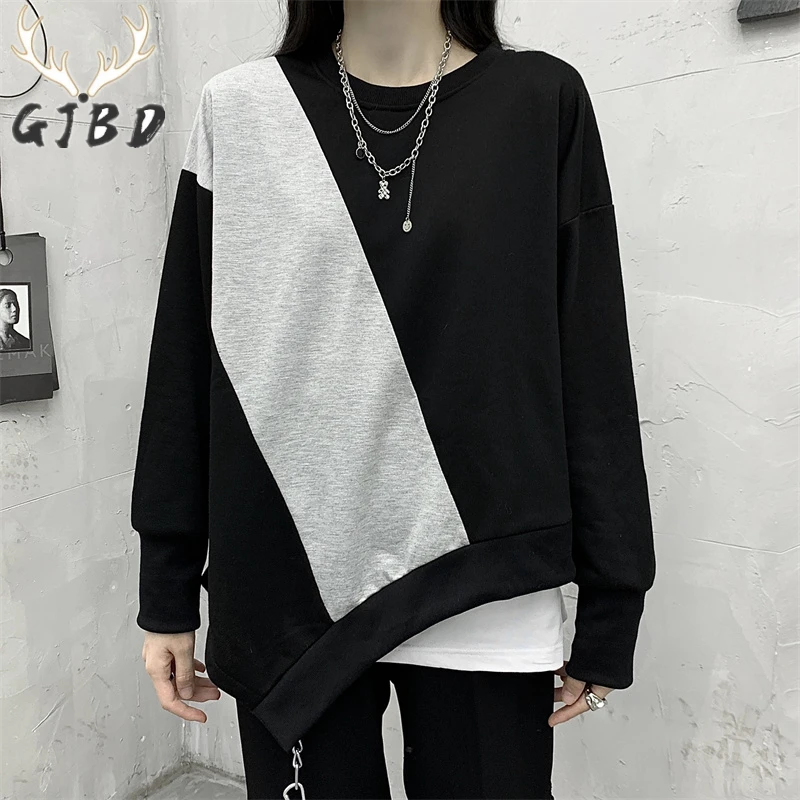 Женский свитшот в стиле Харадзюку Новинка осени 2021 винтажные Асимметричные