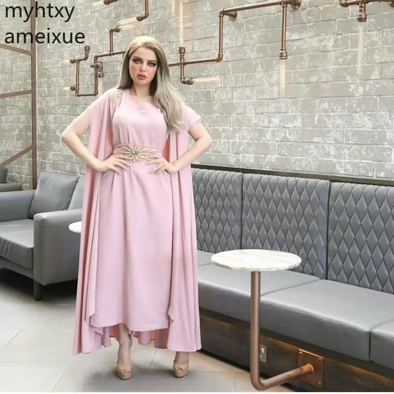 

New Arrival Chiffon Plus Size Evening Dresses 2021 Ankle Length Arabic Gowns Vestido Formal Dress Party Robe Soiree Ever Pretty